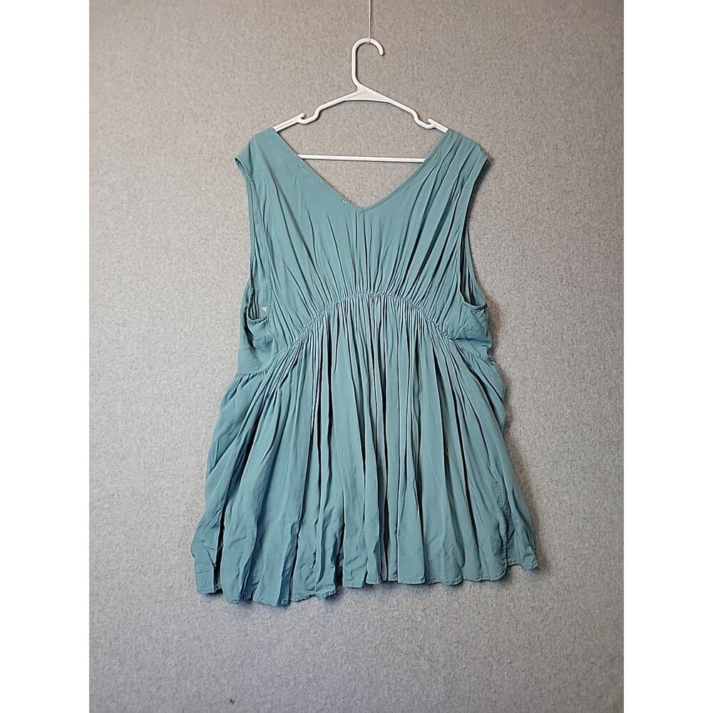 A Beautiful Soul Blue Floral Embroidered V Neck Tank Top Women Plus B 2X Stretch - Picture 6 of 12